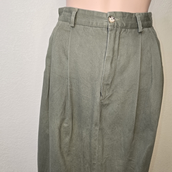 Vintage Willis& Geiger Skirt 8 USA Made Bush Poplin Wrap Maxi Green  Military - Picture 6 of 15